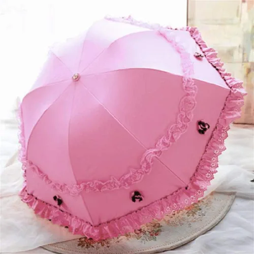 Vista 9 de Honeystore Paraguas plegable a prueba de rayos ultravioleta Princess Lace Parasol con cúpula anti-UV