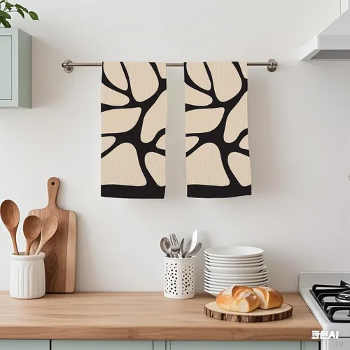 Vista 5 de Juego de 2 toallas de cocina abstractas bohemias florales de los años 70, toallas de mano de secado rápido para cocina, regalos para mujeres