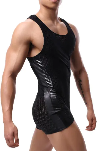 Vista 2 de Monos de lucha libre para hombre, transpirable, activo, atlético, partidarios, monos, leotardo, ropa