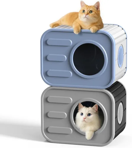 Vista 8 de Casa para Gatos de Exterior de Resina Casas para Gatos de Exterior Casa Aislada para Gatos Ferales para Gatos y Animales Pequeños