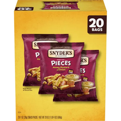 Vista 12 de Snyder's of Hanover, Trozos de pretzel miel mostaza y cebolla, 1 oz, 20