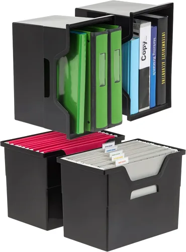 Vista 19 de IRIS Contenedor de plástico para libros de Estados Unidos, paquete de 8, caja de contenedor de conexión vertical para oficina, dormitorio, estudio