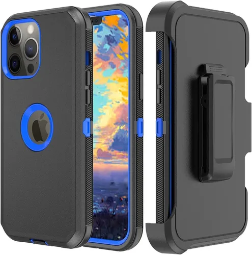 Vista 11 de Funda de teléfono para iPhone 13 Pro Max, resistente, resistente a prueba de golpes, funda protectora con clip para cinturón para Apple iPhone 13