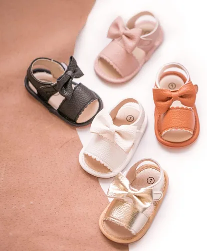 Vista 78 de Meckior Sandalias de verano con punta abierta y suave de piel sintética para bebés y niñas pequeñas
