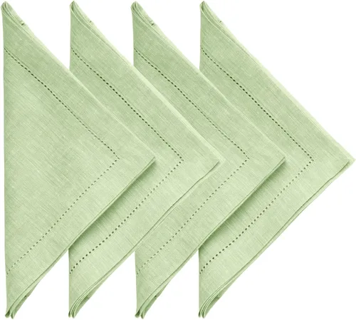 Vista 8 de Solino Home Juego de 4 manteles individuales de tela de lino 100 % puro con vainica, color borgoña cambray, 14 x 19 pulgadas, manteles individuales
