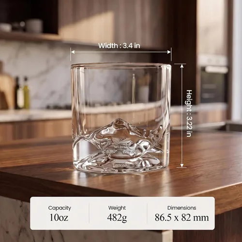 Vista 2 de LIITON Denali Mountain Old Fashioned - Vasos de whisky (2 unidades), regalo