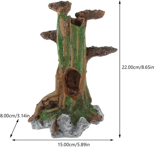 Vista 2 de Tronco de árbol artificial, acuario, tocón de resina, decoración de pecera, árbol de musgo simulado, adorno de paisaje para el hogar y terrario