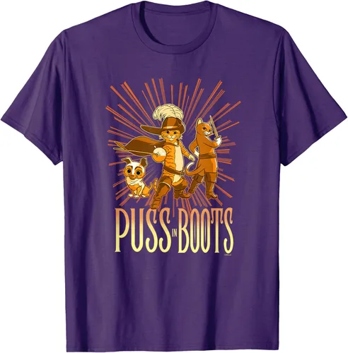 Vista 90 de DreamWorks Puss in Boots: The Last Wish Cat Trio Poster - Camiseta pequeña Negro