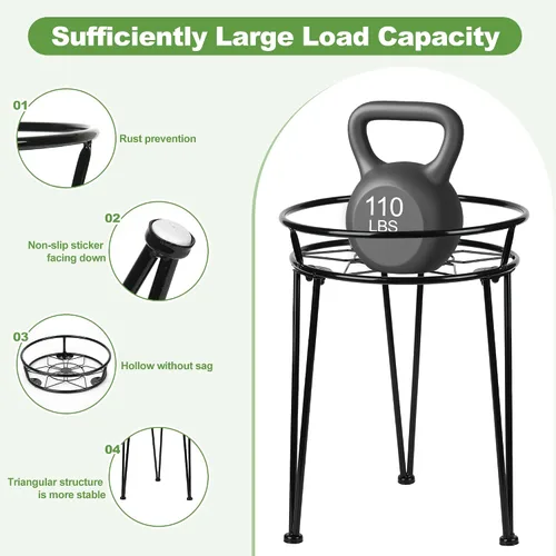 Vista 3 de Soporte de metal para plantas, soporte para plantas interiores y exteriores, flores metálicas inoxidables, soportes para plantas urbanas y rústicas