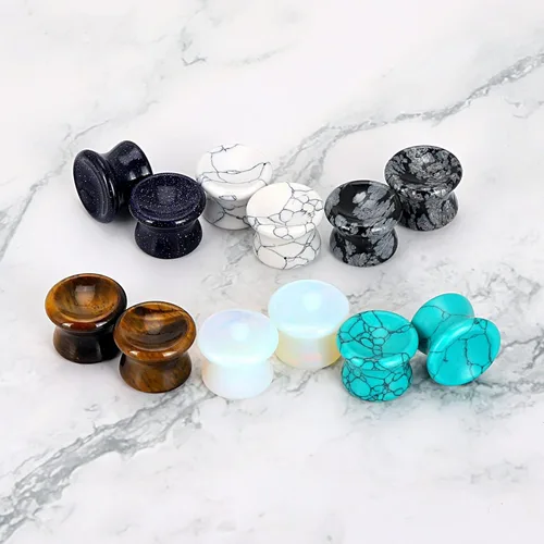 Vista 26 de Qmcandy - Juego de 6 pares / 16 pares de dilatadores para las orejas, de piedra mixta, expansores, conjunto de perforación corporal calibre 8G a 3/4