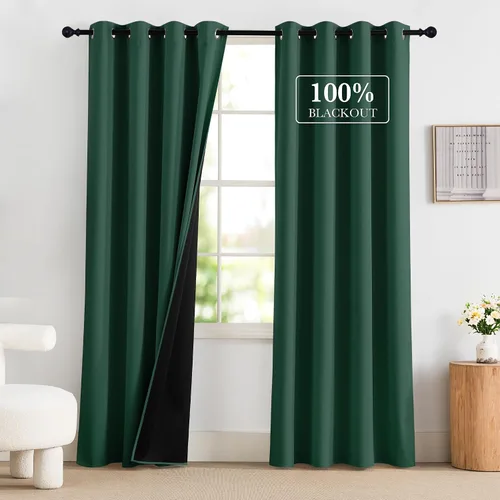 Vista 116 de NICETOWN Cortinas 100% Opacas Cortas de 36 Pulgadas de Largo para Dormitorio, Privacidad Aislamiento Térmico con Ojales Cortinas de Ventana