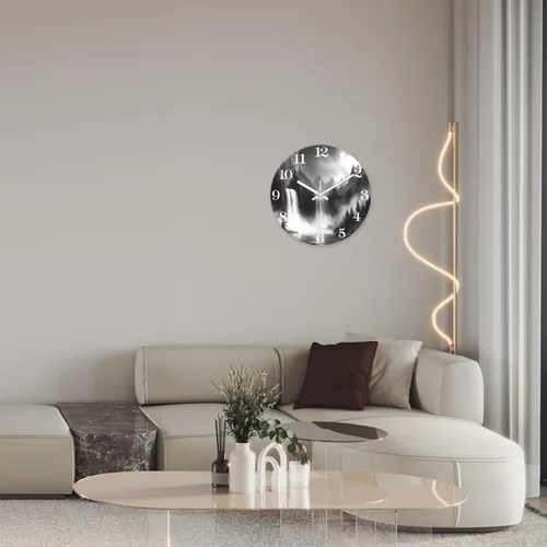 Vista 4 de XNM Relojes de Pared de Paisaje Natural para Baño, Funciona con Pilas, 30.5 cm, Negro y Blanco, Redondo, Silencioso, sin Tictac, de Vidrio, Pequeño