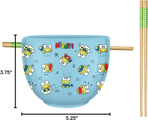 Vista 140 de Silver Buffalo Hello Kitty y sus amigos Chococat - Tazón de cerámica para ramen y arroz con palillos, patrón a cuadros, apto para microondas, 20