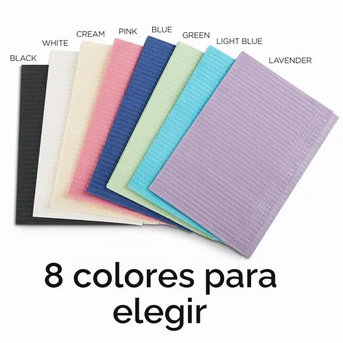 Vista 4 de Practicon Paquete de 125 Baberos Desechables Negros para Pacientes, 18" x 13", Hoja de Babero de Papel Impermeable de 3 Capas con Respaldo