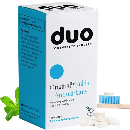 Vista 12 de Pastillas de dentífrico Duo Energy Cafeína + B12 con nanohidroxiapatita (nHa) - Blanqueamiento, remineralización y reducción de la sensibilidad