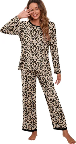 Vista 4 de PrinStory Conjunto de pijama de manga larga para mujer, conjunto de pijama suave para mujer 2024