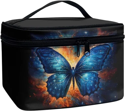 Vista 18 de doginthehole Bolsa de maquillaje, bolsa de cosméticos de viaje, bolsa de aseo portátil grande, organizador de accesorios para mujeres y niñas