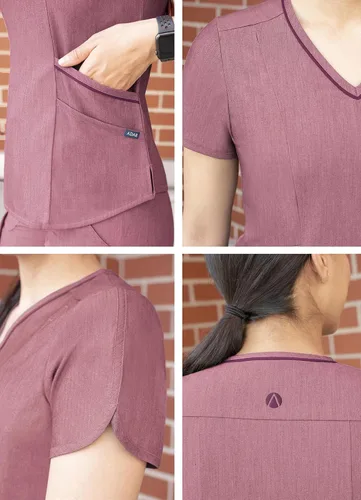 Vista 4 de Adar Pro Scrubs para mujer - Moderno cuello en V