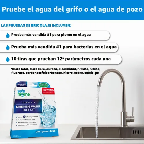 Vista 3 de Safe Home® Kit completo de prueba de agua potable, detección de bricolaje para 14 parámetros + pruebas opcionales en nuestro laboratorio certificado