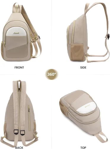 Vista 6 de LOVEVOOK - Mochila tipo bandolera para mujeres, convertible a bandolera cruzada, pequeño bolso para pañales, mochila resistente al agua