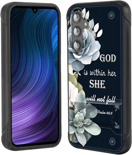 Vista 61 de Funda para Galaxy S24 Plus con soporte, doble capa híbrida de policarbonato duro y silicona suave, resistente a prueba de golpes, funda protectora