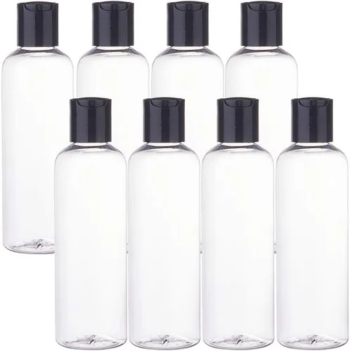Vista 9 de BENECREAT Paquete de 24 botellas de plástico PET de 1 onza – Contenedores de viaje transparentes recargables con tapa de prensa para champú, loción