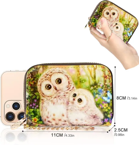 Vista 5 de APHISON - Tarjetero con protección RFID, carteras , funda para tarjetas de cuero con cremallera para mujerniñacaja regalo