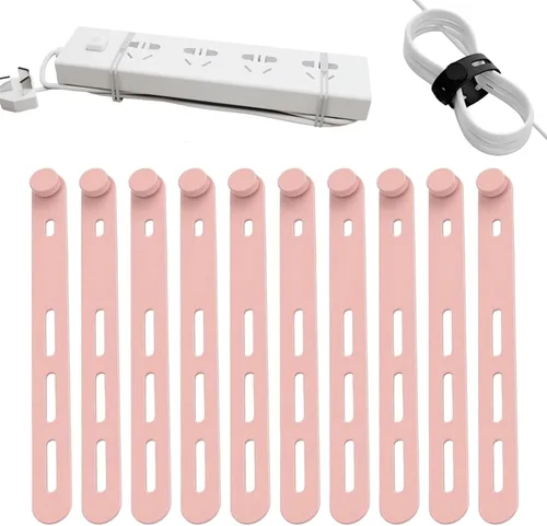 Vista 13 de Paquete de 10 bridas de silicona reutilizables, organizador de cables ajustables para auriculares, cargador de teléfono, cables de computadora