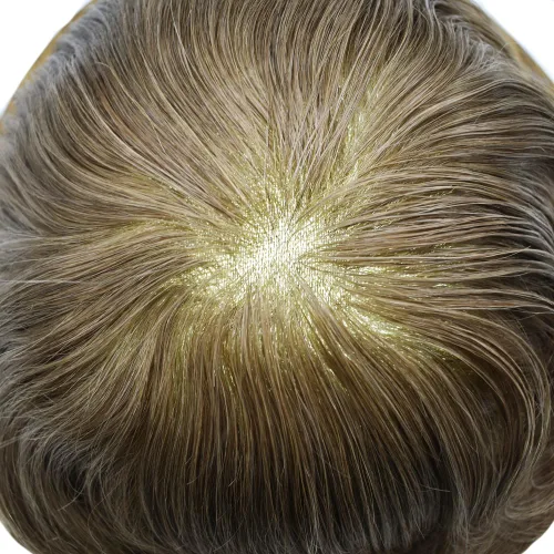 Vista 3 de PU Toupee para hombres pieza de pelo real sistema de reemplazo de cabello humano para hombres Toupee pieza de pelo para hombres piel polivinílica