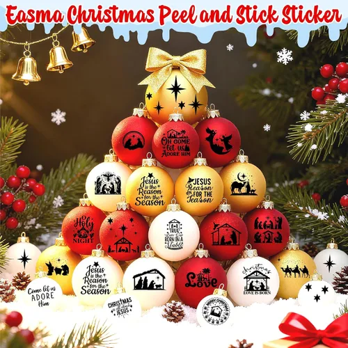Vista 2 de 45 piezas de calcomanías de Navidad para manualidades, calcomanías de escena del Nacimiento para adornos, calcomanías de vinilo de Navidad Dicho