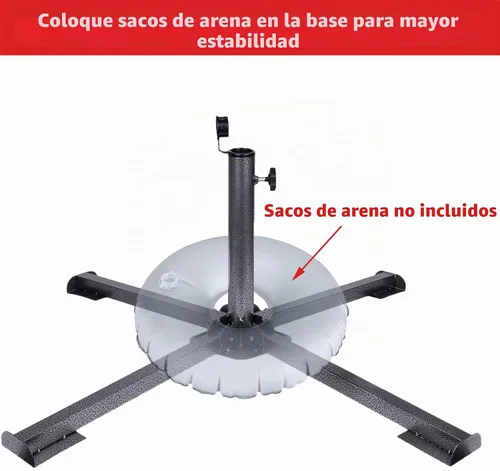 Vista 4 de Soporte de anclaje plegable para patio, ajustable, portátil, anclaje de playa, hierro templado, resistente, soporte para sombrilla de patio al aire