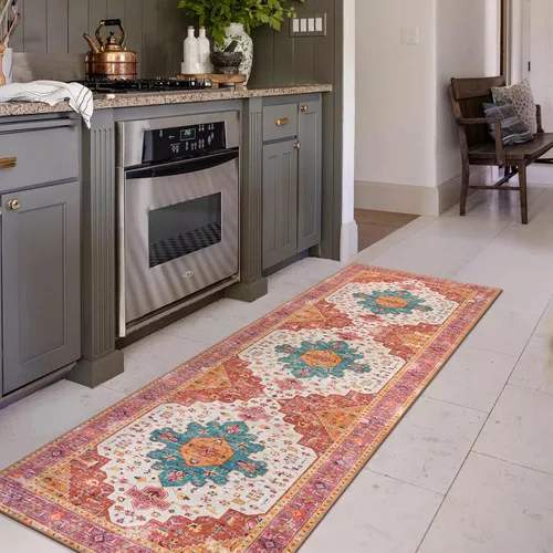 Vista 34 de Moynesa Alfombra ultra fina lavable de 2 x 3 pies, alfombra pequeña de cocina para entrada, interior, antideslizante, tapete vintage para puerta