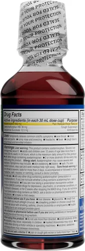 Vista 2 de AXIV Medicina líquida nocturna para aliviar el resfriado y la gripe, fórmula nocturna, alivio multisíntoma, analgésico, reductor de fiebre, supresor