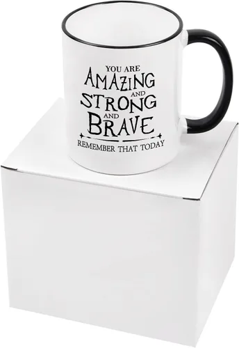 Vista 8 de Cabtnca Taza de café inspiradora - You're Amazing And Strong And Brave, regalo fuerte para mujer, regalo de agradecimiento para hombres, 11 onzas
