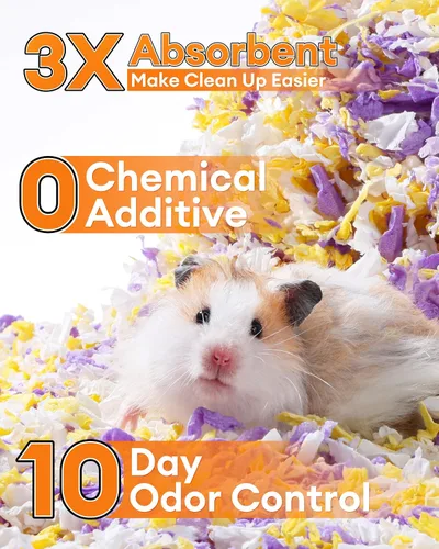 Vista 7 de BUCATSTATE Hamster Bedding - Ropa de cama de papel para animales pequeños, 99 % libre de polvo, con control de olor, acogedora arena para hámster