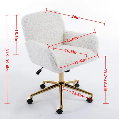 Vista 2 de LKTART Silla de escritorio de piel sintética para mujeres y niñas, silla decorativa moderna con ruedas rodantes, sillas tapizadas de maquillaje