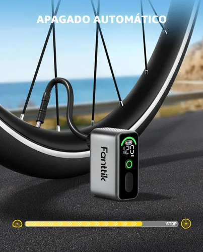Vista 4 de Fanttik X10 Ace Tiny Mini bomba eléctrica para bicicleta, bomba de aire compacta de 120 PSI con válvula Presta y Schrader, bomba eléctrica
