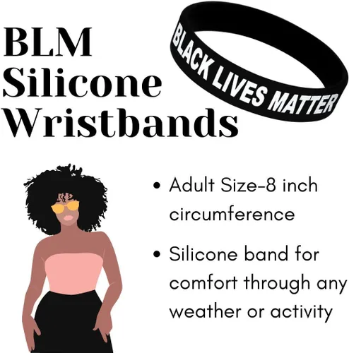 Vista 2 de Black Lives Matter BLM Pulseras de silicona (1, 2, 5 y 10 paquetes disponibles)