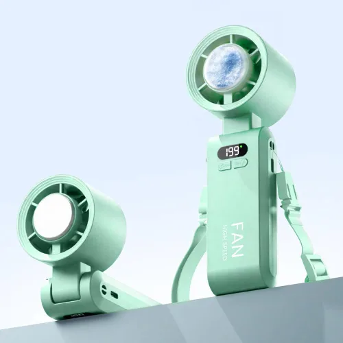 Vista 10 de Ventilador turbo portátil de mano con enfriador de hielo, velocidad (1-199) Ventilador personal recargable de 5500mAh