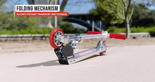 Vista 3 de Razor A Patinete para niños - Ligero, plegable, marco de aluminio y manillar ajustable Azul