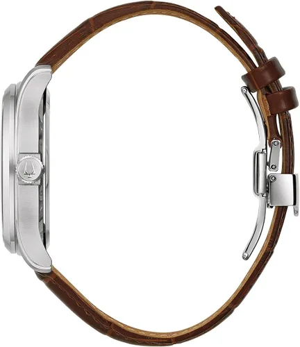 Vista 2 de Bulova Wilton 96B389 Reloj de cuarzo para hombre de acero inoxidable con correa de piel auténtica, correa, Correa
