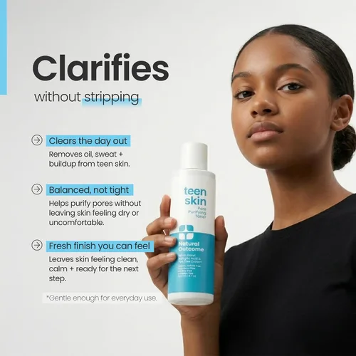 Vista 3 de natural outcome Skin Care - Tónico facial aclarante para el acné para adolescentes, ácido salicílico, astringente facial para eliminar el acné