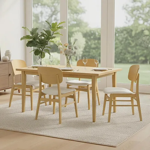 Vista 32 de KISLOT - Juego de 2 sillas de comedor de madera, sillas de cocina tapizadas, originales