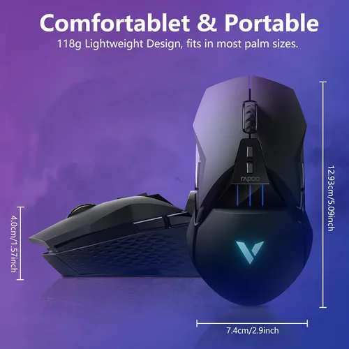 Vista 7 de Rapoo Ratón inalámbrico para juegos, 5000 DPI con cableinalámbrico RGB Gamer Mouse con 11 botones programables Tienda de 5 perfiles, ratones