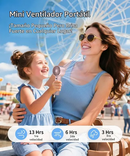 Vista 2 de Mini ventilador portátil, pequeños ventiladores de mano para Rosa