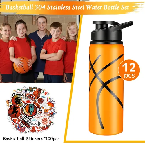 Vista 2 de Gerrii 12 botellas de agua a granel de 20 onzas con tapa a presión, botellas reutilizables, 100 calcomanías, casco, calcomanías de premio, regalos