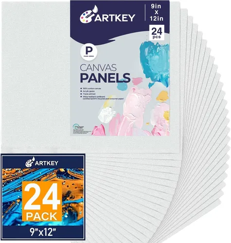 Vista 27 de Artkey Bastidores entelados para pintar, 8 x 10 pulgadas, paquete de 4 unidades, lienzo en blanco de 10 onzas con imprimación 100% algodón blanco