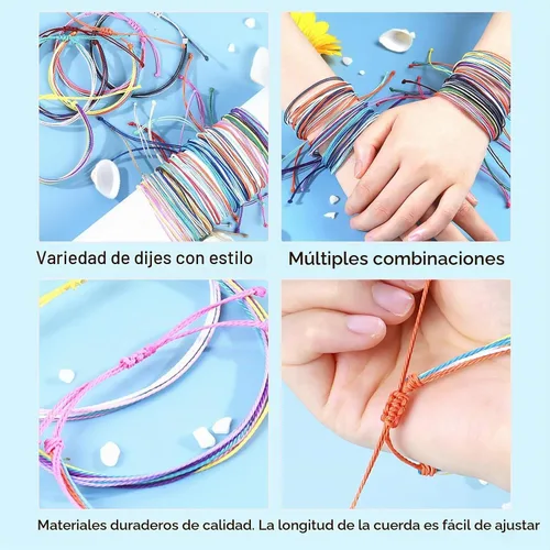 Vista 7 de Brazaletes impermeables de cuerda, para verano, con ola, brazalete para amistad, hecho a mano, para niña A-16 pulseras de cuerda