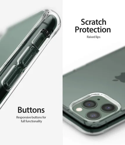 Vista 5 de Ringke Fusion - Funda compatible con iPhone 11 Pro, tecnología de alivio de impactos resistente, bisel elevado, transparente