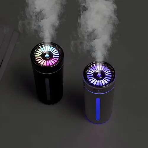 Vista 4 de Humidificador difusor de coche con difusor de aceite esencial, mini humidificador de aire portátil silencioso USB con luz LED, ambientador de Negro